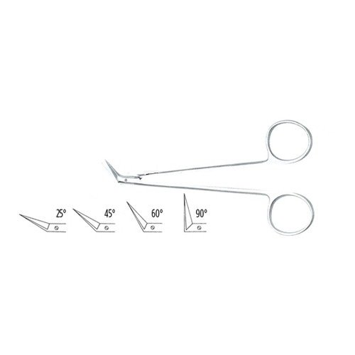 Peripheral Vascular Scissors, 5" (12.5 Cm), Short Delicate Blades, Angled 25 Degrees